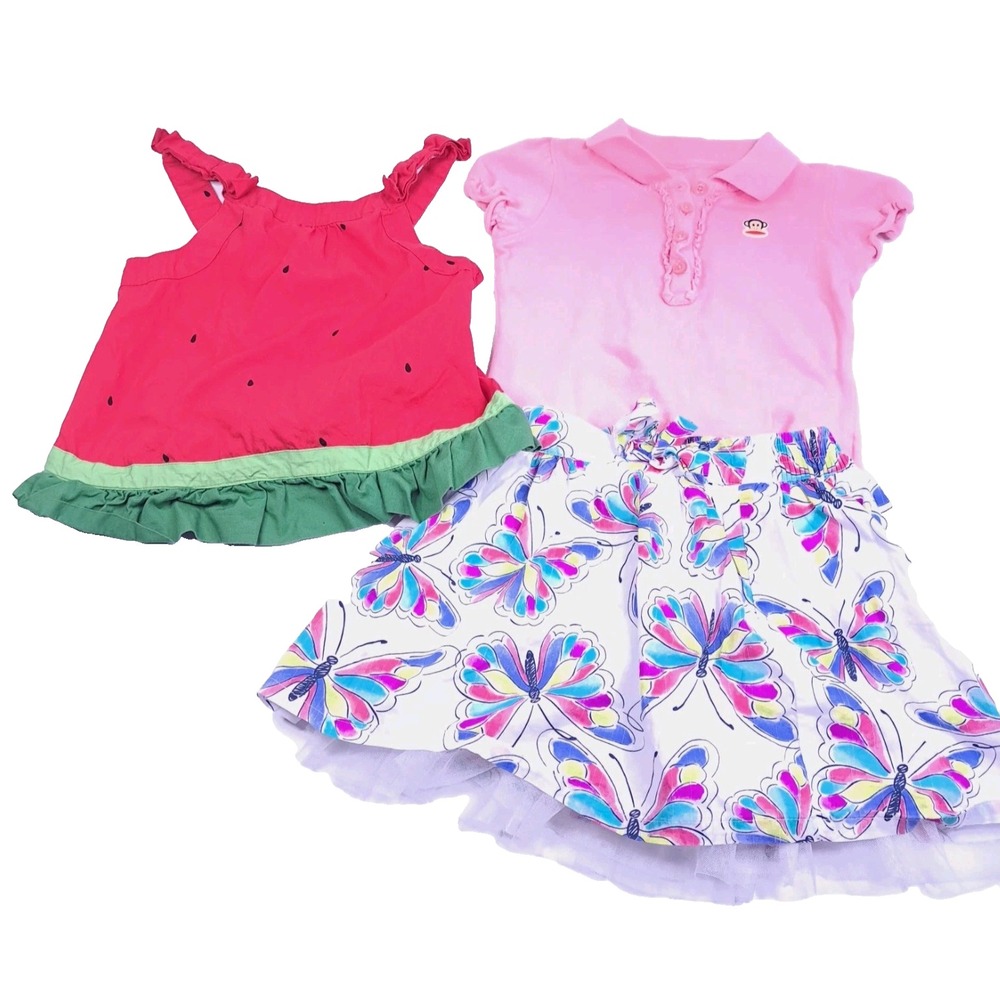 Girls 6 Summer Clothes Lot of 3 Pieces Gymboree Paul Frank Shirt Skort Dress